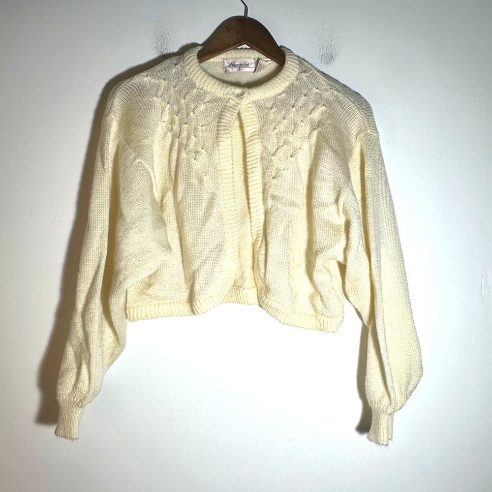Vintage Cropped Cardigan Cream Women's Sweater